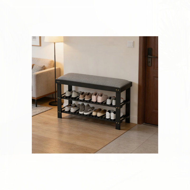 Entryway Bench Shoe Storage, 19.3" H x 35.4" W x 11.4" D