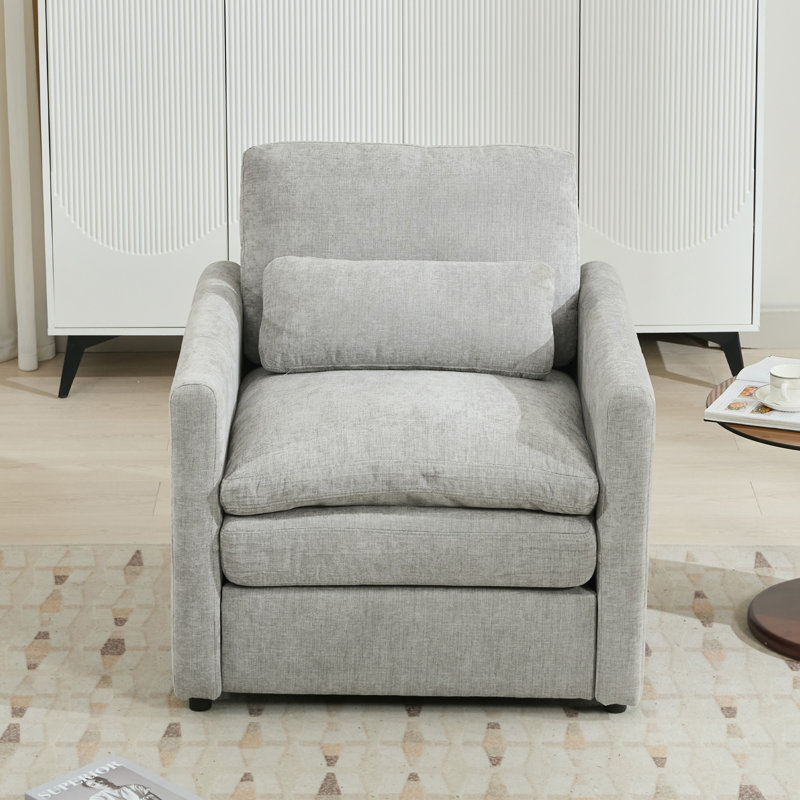 Fauteuil rembourré 31,9 "surdimensionné et confortable, Gris clair