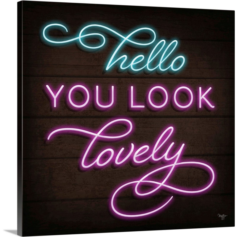 «Neon Hello Mollie B.», reproduction d'art sur toile tendue, Toile tendue, H 30 po x l 30 po x P 1,25 po