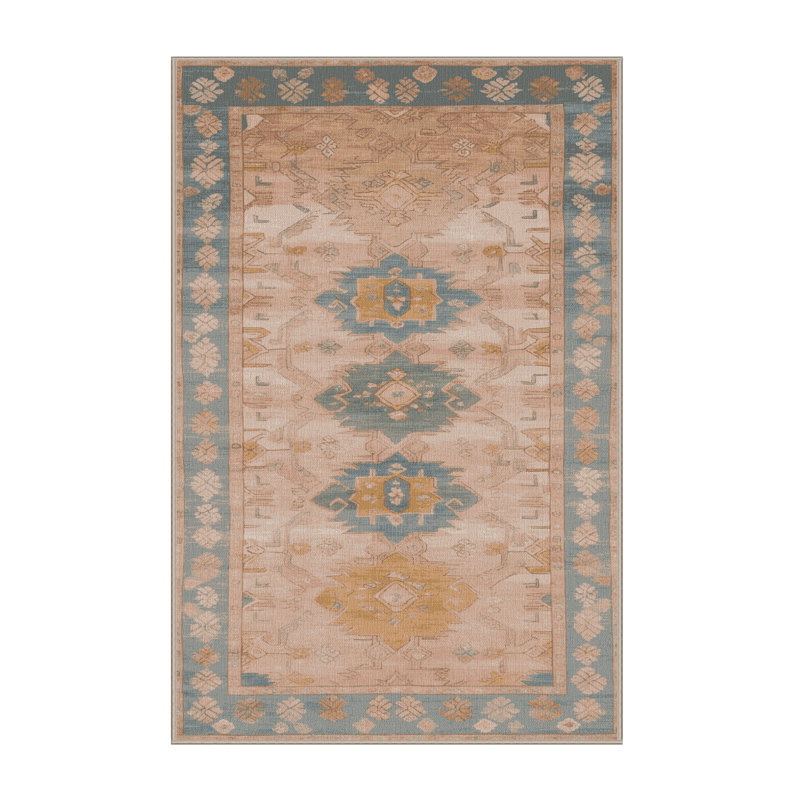 Tapis beige lavable à la machine Afyon, Tapis de couloir 2 pi x 4 pi