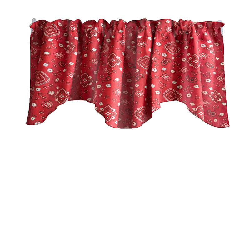 Cantonnière festonnée en mélange de coton 58 po Paisley, Rouge