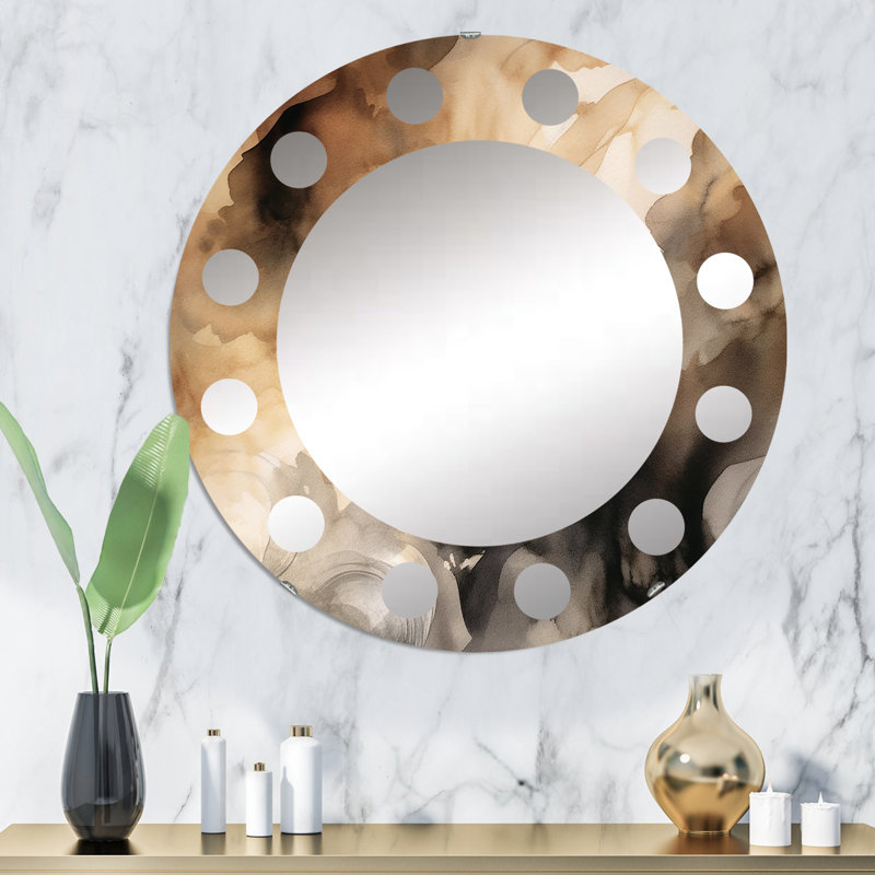 Miroir mural brun et crème, 32 po x 32 po