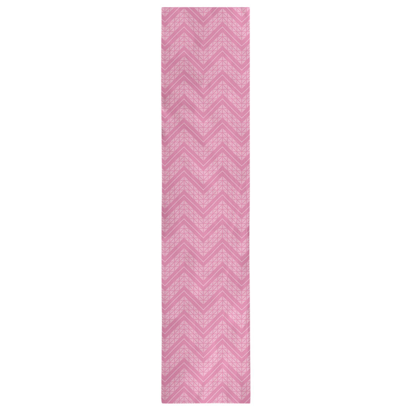 Stephenie Classic Hand Drawn Chevron Table Runner, 16" x 90", Rosewood Pink