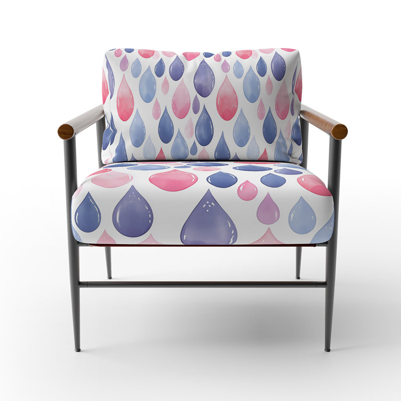 Chaise rembourrée Paisley - Fauteuil Teardrops, Bras ronds bruns