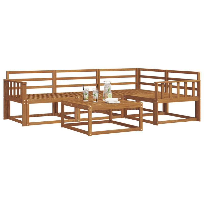  Outdoor Sofa Set 5 Pcs Natural Solid Acacia Wood