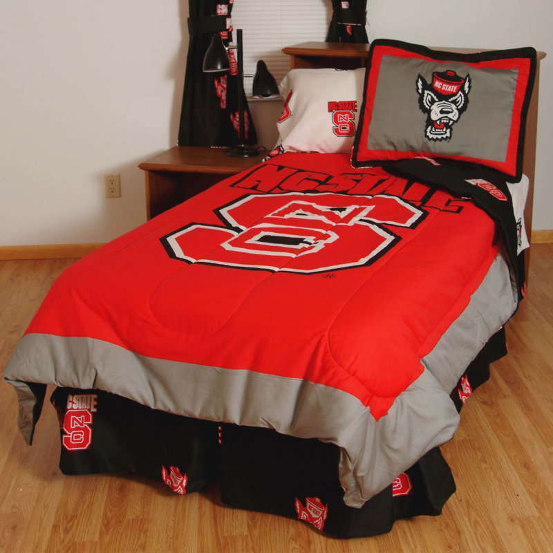 NCAA Sateen Comforter, Full Comforter + 7 Additional Pieces, North Carolina State