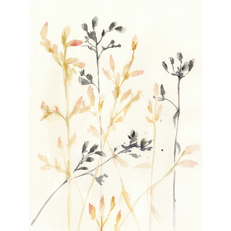 Aquarelle de fleurs d'automne, H 16 po x l 12 po