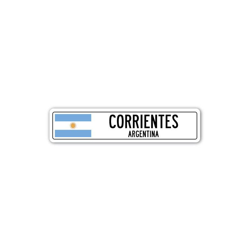 Plaque de rue en aluminium Adelbert Corrientes, drapeau argentin, H 8 po x l 36 po x P 1 po