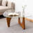 Triangle Abstract Coffee Table Modern Tea Table With Solid Wood Base And Triangle Glass Accent Table Chic Home Office Furniture For Living Room Walnut Color 35.8"D x 25.5"W x 16"H-2003613733