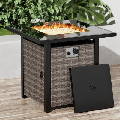 28 Inch Square Outdoor Propane Gas Fire Pit Table