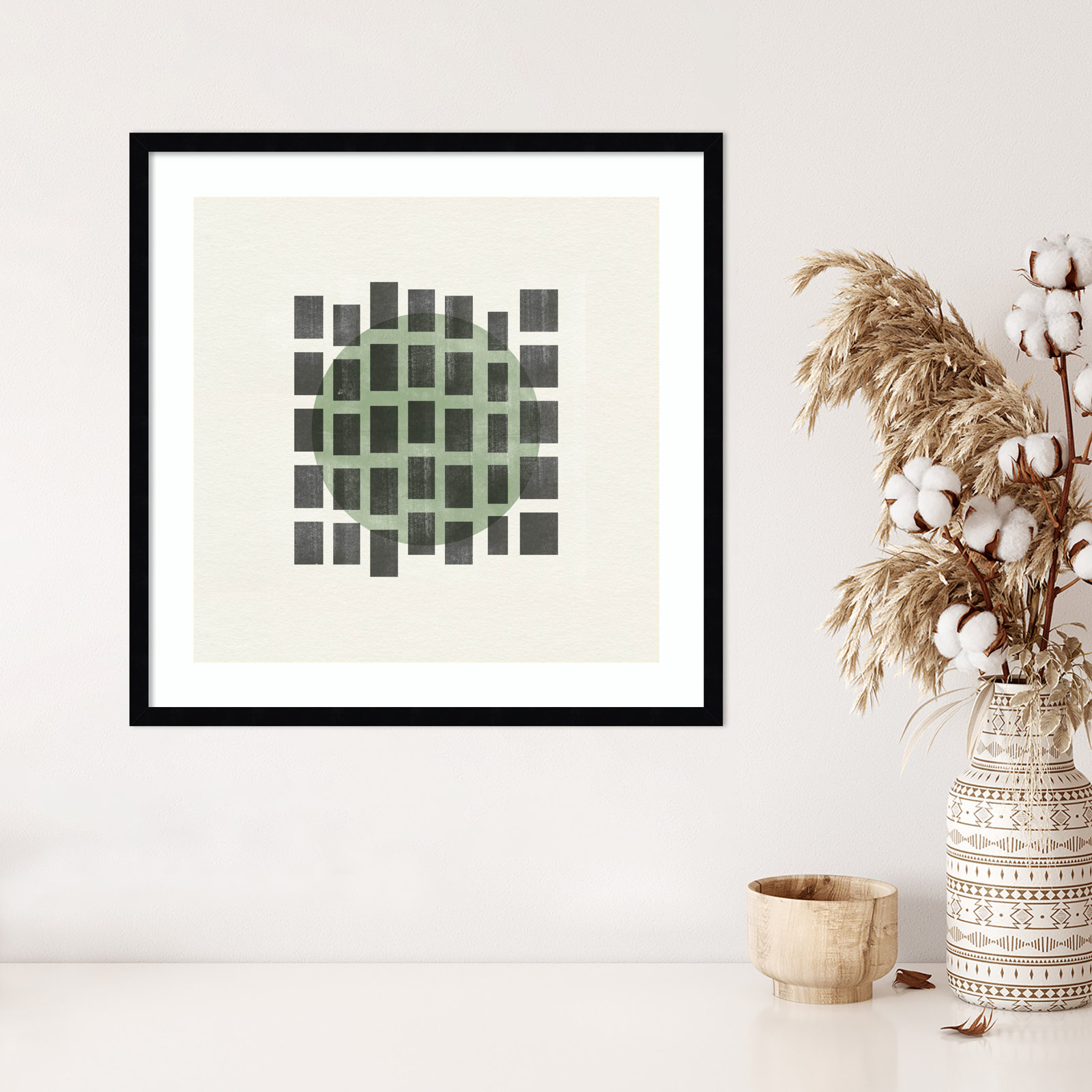 Leia "Minimalist Japandi 01" Print, Black, 25" H x 25" W