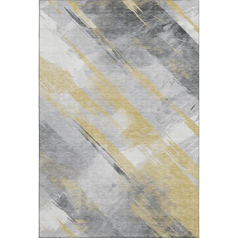 Tapis à rayures Floyd AMF1535 lavable à la machine de qualité supérieure, Rectangle 10 pi x 14 pi