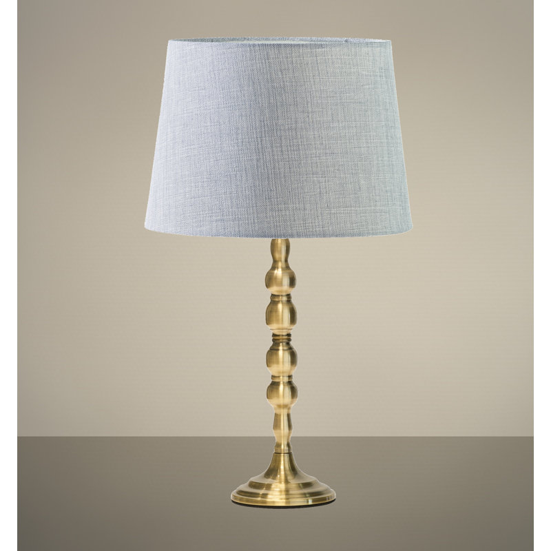 Waukena 50cm Candlestick Table Lamp, Gold, Grey, 50cm H x 28cm W x 28cm D