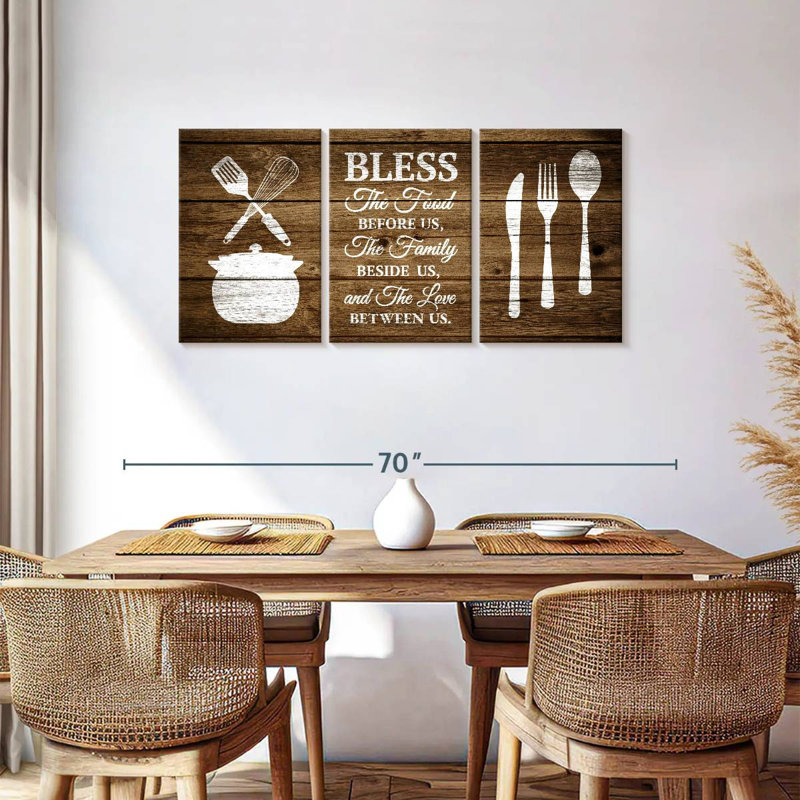«Bless The Food Sign», reproduction sur toile, H 27 po x l 56 po x P 1,25 po