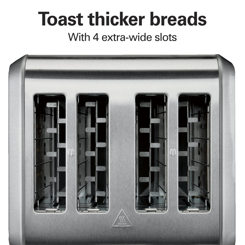 Hamilton Beach® Brushed Stainless Steel 4-Slice Toaster with Extra Wide Slots for Bagels, Shade Selector, Toast Boost, Slide-Out Crumb Tray, Auto-Shutoff and Cancel Button
