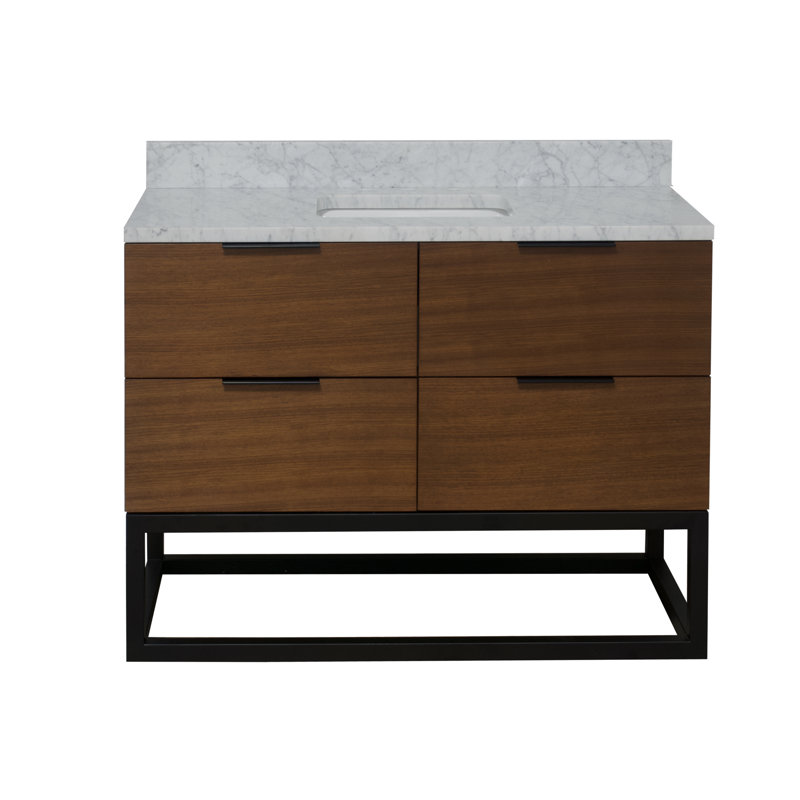 Meuble-lavabo simple autoportant 48 po avec plateau en marbre Chibuzor