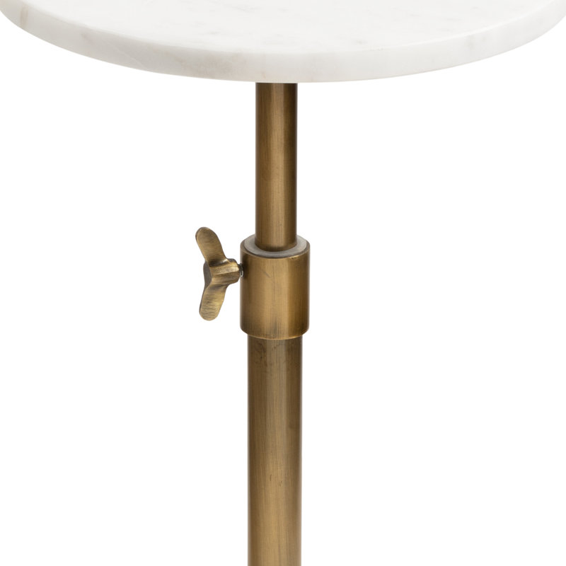 Traditional Adjustable-Height Metal Pedestal Table, 10" W x 10" D, Gold, White