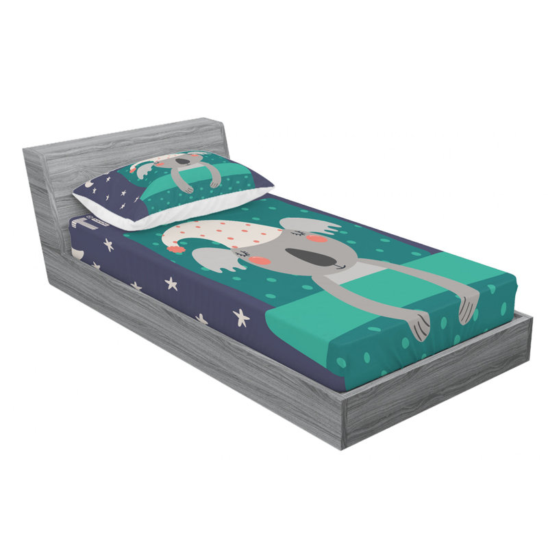 Microfiber Patterned Fitted Sheet, Twin Fitted Sheet with 1 Pillowcase
