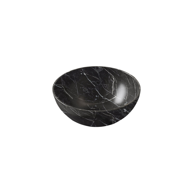 Abigail 14'' Bathroom Vessel Ceramic Sink with Stone Pattern, Matte Black