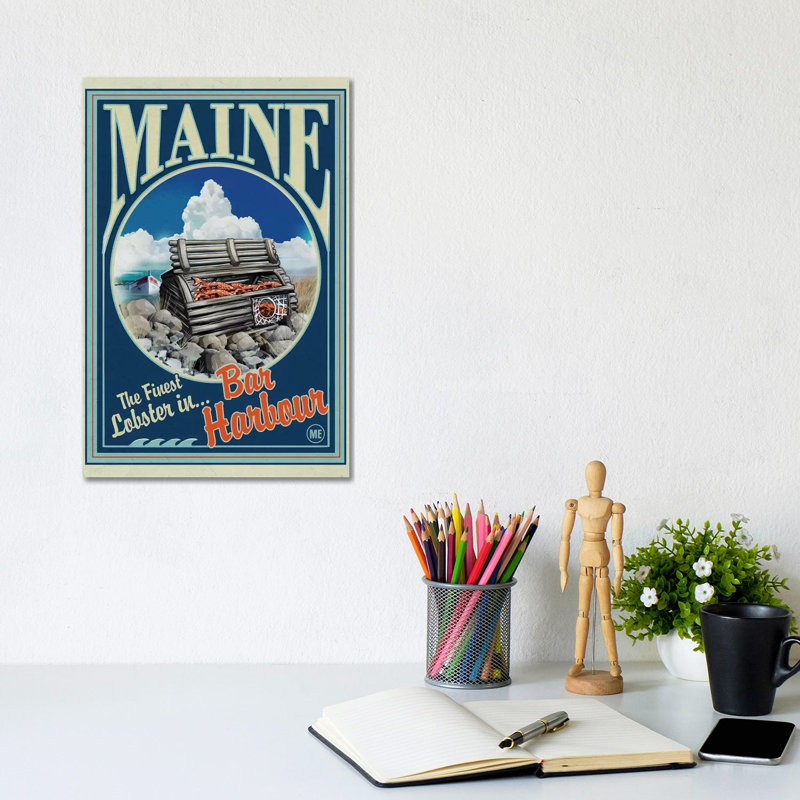 Bar Harbour, Maine Lobster by Old Red Truck - Wrapped Canvas Print, 30.48cm H x 20.32cm W x 1.91cm D