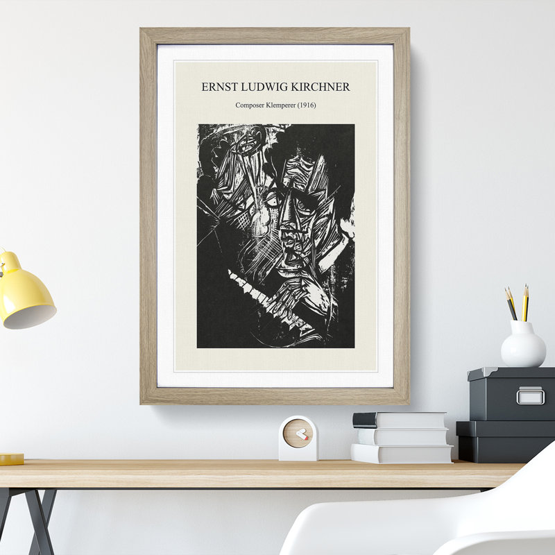 Composer Klemperer by Ernst Ludwig Kirchner - Single Picture Frame Print on MDF, 48cm H x 36cm W x 2cm D, Oak