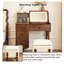Walnut Solid Wood and Glass Vanity with Mirror and Seat