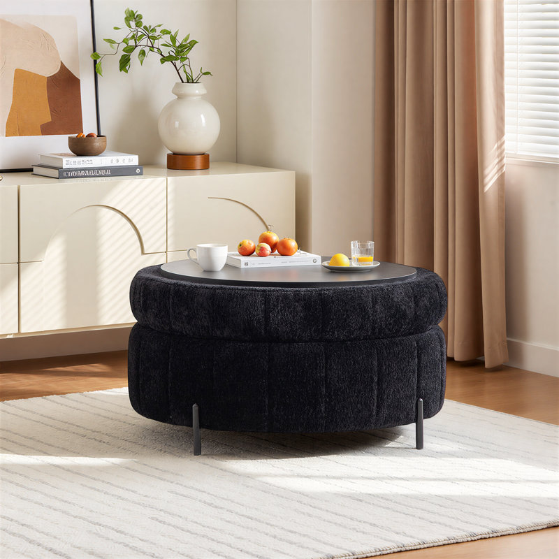 Repose-pieds de rangement l 31 po avec couvercle réversible, Noir