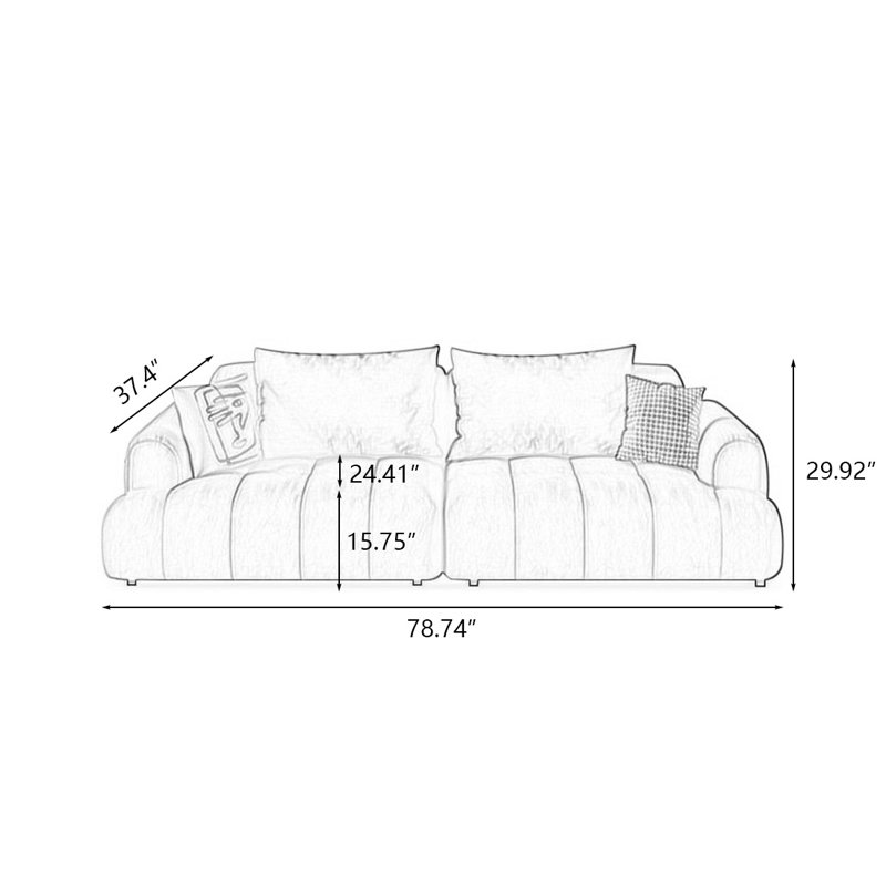Causeuse-coussin modulaire jaune 100% polyester, Jaune