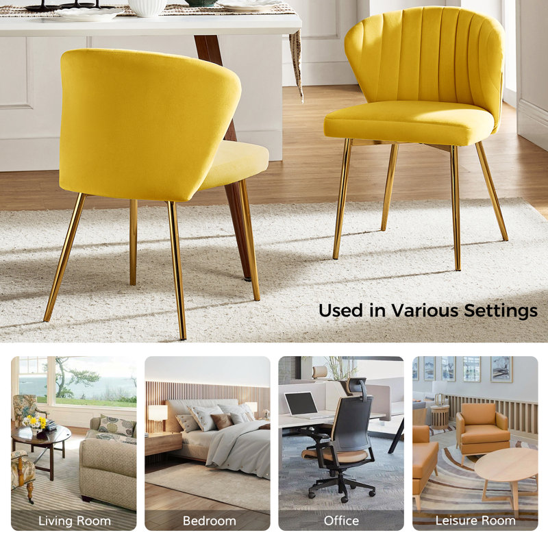 Euclid 29"H Modern Velvet Accent Chair with Tufted Back, Yellow Velvet