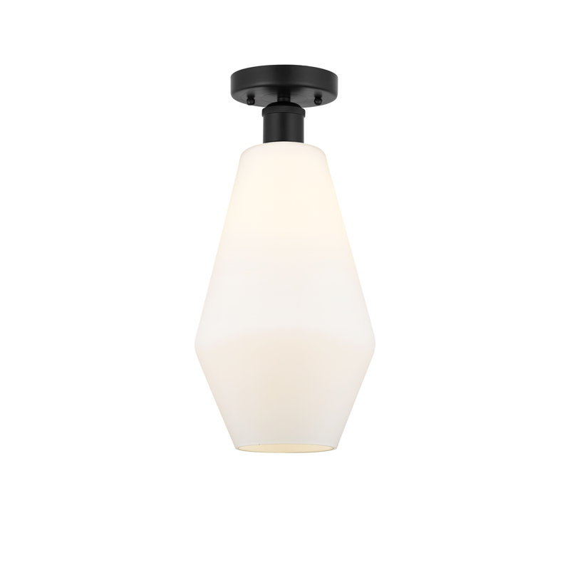 Plafonnier semi-encastré en verre Amylea, Noir mat, Blanc mat
