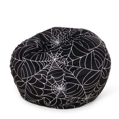 Fauteuil à billes en toile d'araignée noir et blanc - 3 pieds, rembourré de mousse, housse à fermeture à glissière amovible pour un entretien facile, couleur de pièce de salon moderne, confort supérieur rembourré de mousse, fermeture à glissière sécuritaire, confortable