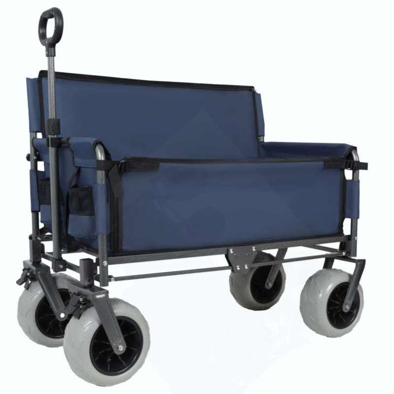 Chariot pliant 3 en 1 avec siège de banc - capacité de 500 lb, pneus de plage de 9 po x 4 po pour le camping et la plage