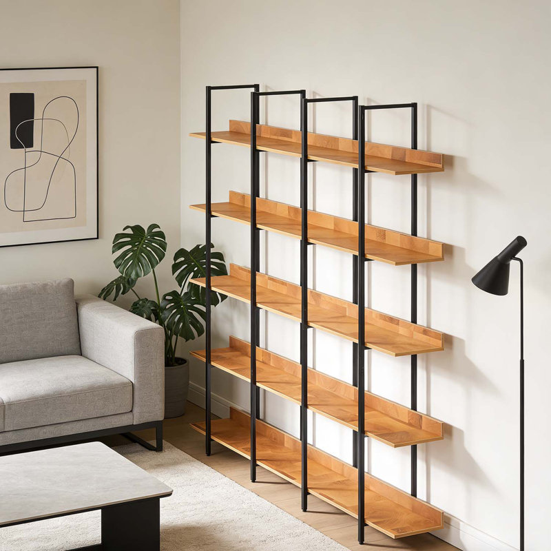 5 Tier Vintage Industrial Style Bookcase, Black/Brown