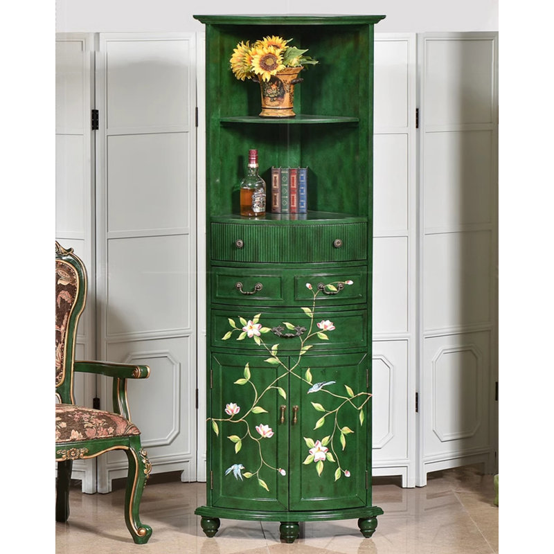 American Country Birch Painted Corner Cabinet