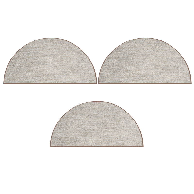 Ensemble de tapis en polyester touffeté à la machine de couleur unie beige Loisann, Demi-cercle 1 pi 6 po x 3 pi