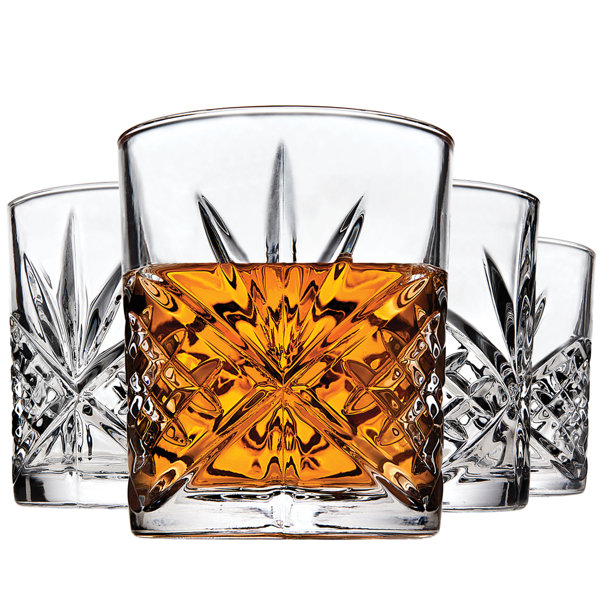 Italian Premium Crystal Whiskey Glasses Set of 4, Crystal Clear 300ML Glass