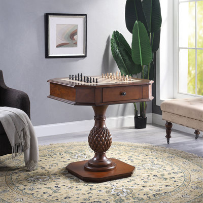 Cherry Game Table With Pedestal Base