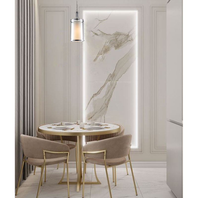 Luminaire suspendu en verre chromé 1 lumière Transitoinal , H 30,28 po x l 13,5 po x P 13,5 po