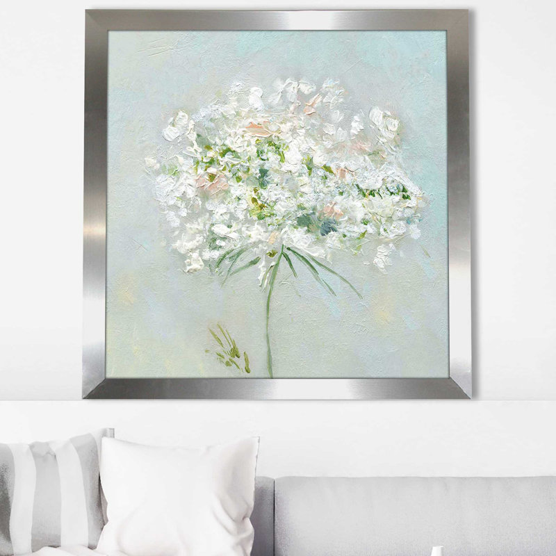«Sweeter Summer I» par Sally Swatland - Peinture, H 37,5 po x l 37,5 po x P 1 po, Encadrement argenté