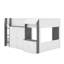 Lit mezzanine double avec rangement, porte et fenêtre, structure de lit en bois avec rangement-484152803