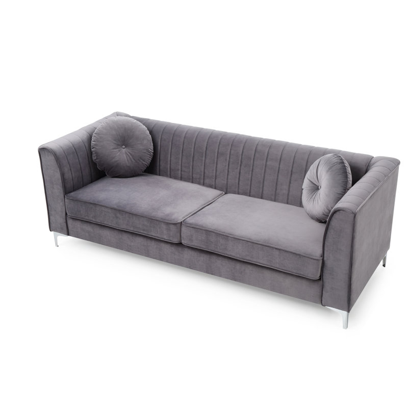 Bailey 87'' Velvet Sofa, Gray