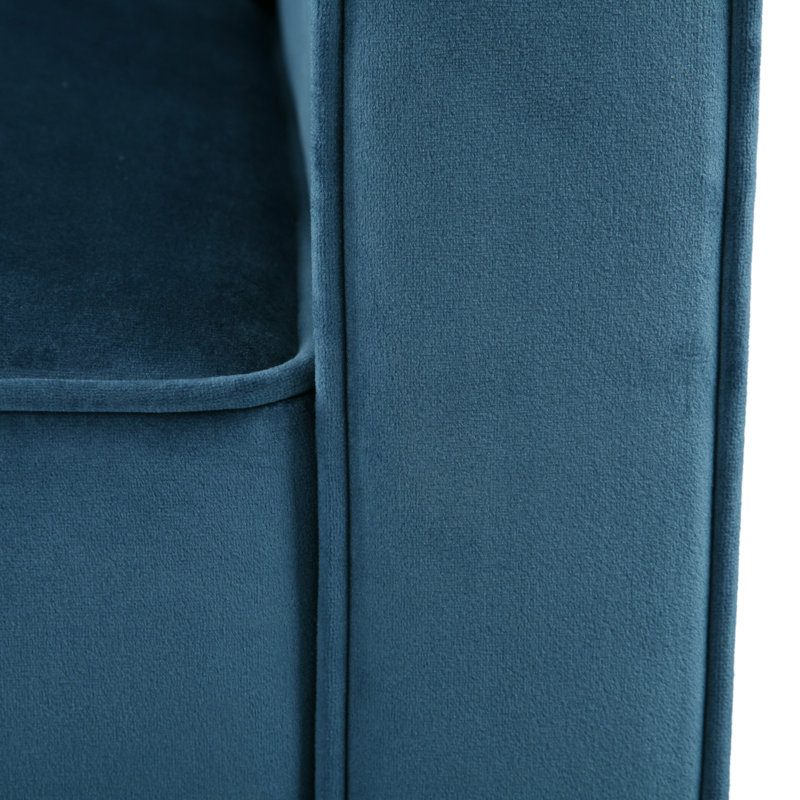 Chaise d'appoint moderne en velours bleu avec accoudoirs inclinés pour la maison