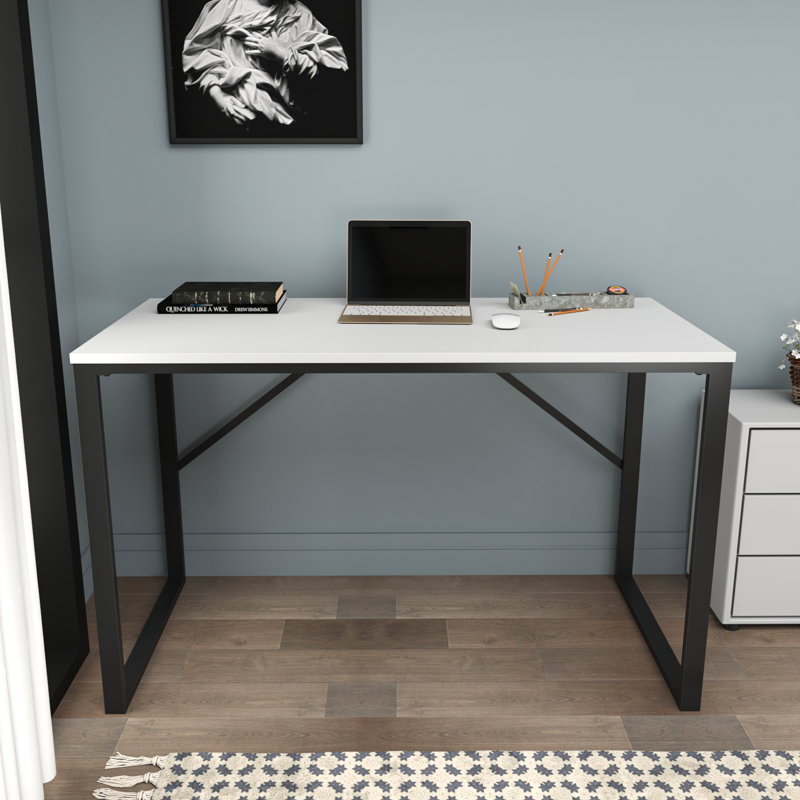 Riggs Metal Base Writing Desk, White/Black