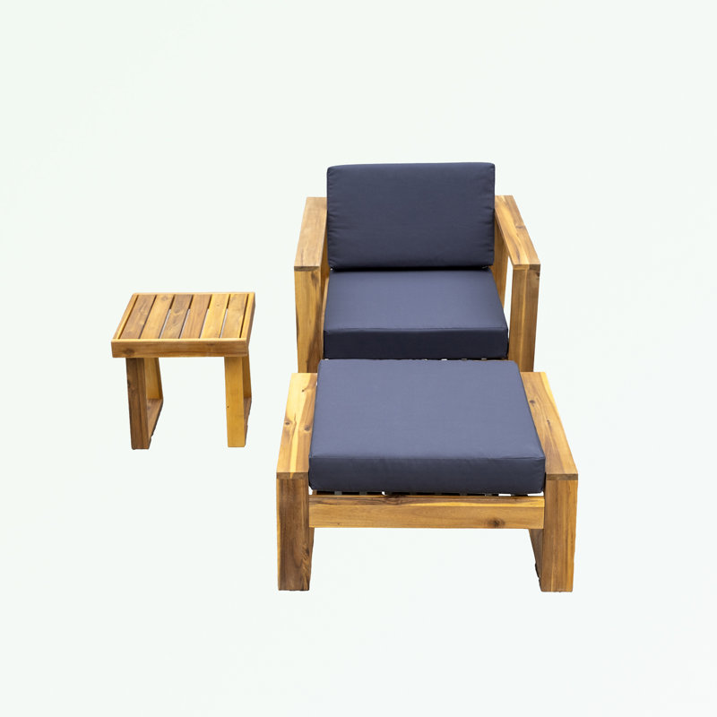 Acacia Wood Outdoor Lounge Set with coffee table, Gray