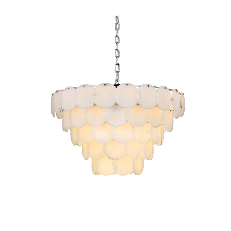 Charlotte 36 inch Alabaster Chandelier in Chrome, Chrome
