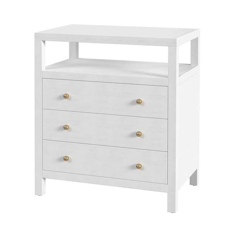 Celine 27" 3-Drawer Nightstand, Textured White