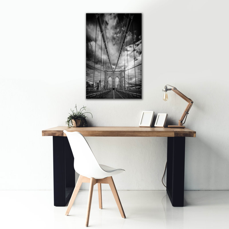 «Spring Evening On The Brooklyn Bridge Monicoloch» par Rick Berk, art mural sur toile, H 40 po x l 26 po x P 1,5 po