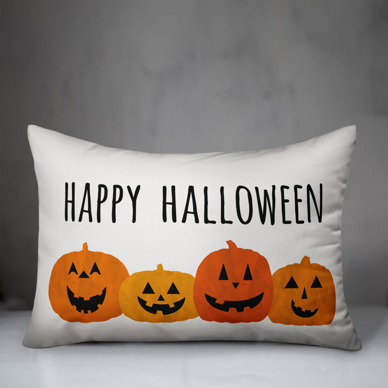  Happy Halloween Pumpkins Lumbar Pillow, Indoor Use Only