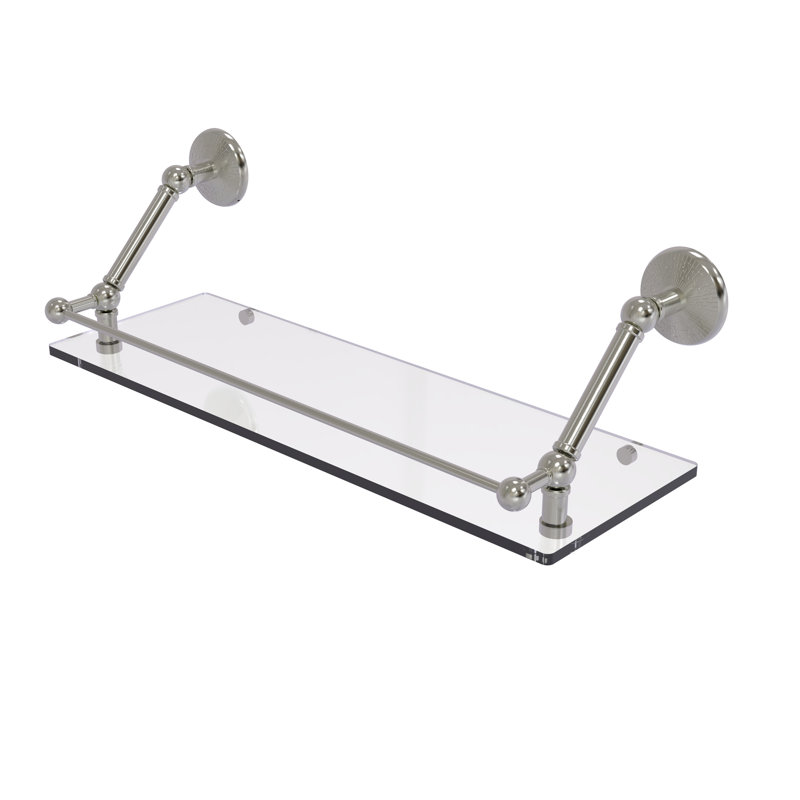 Tablette flottante avec barre de galerie Marchmont, Nickel satiné, H 8 po x l 24 po x P 8,6 po