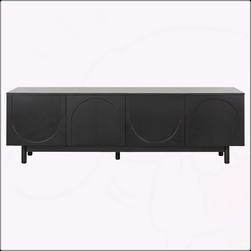 Graceful TV Stand with Arch Cabinets for TVs Up to 78'', Black